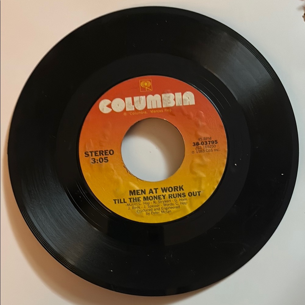 Men At Work 45 Vinyl Single